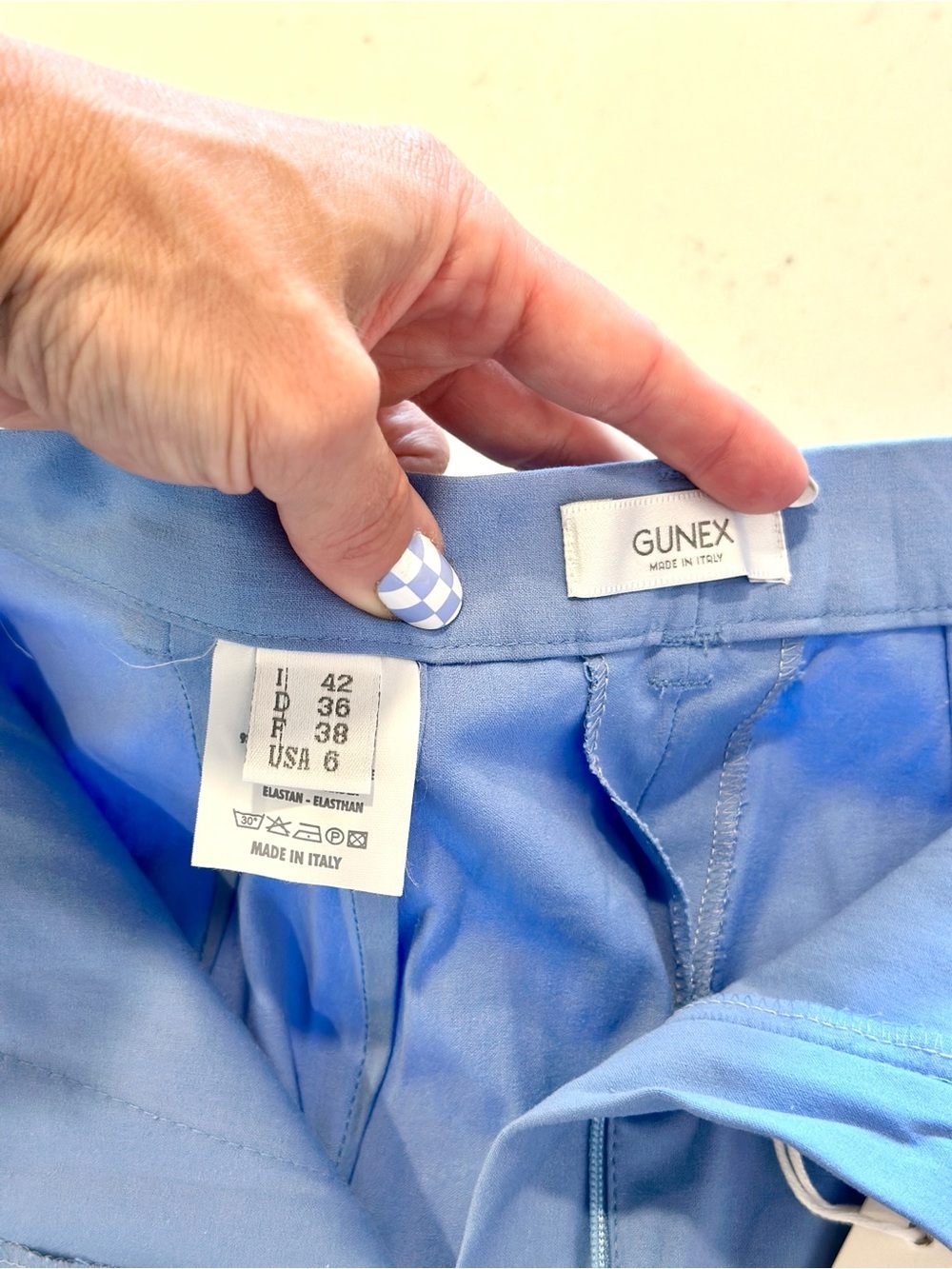 NWT Gunex Cotton Tailored Trousers Blue Size 6 Italian Made Designer Premium - Picture 4 of 8